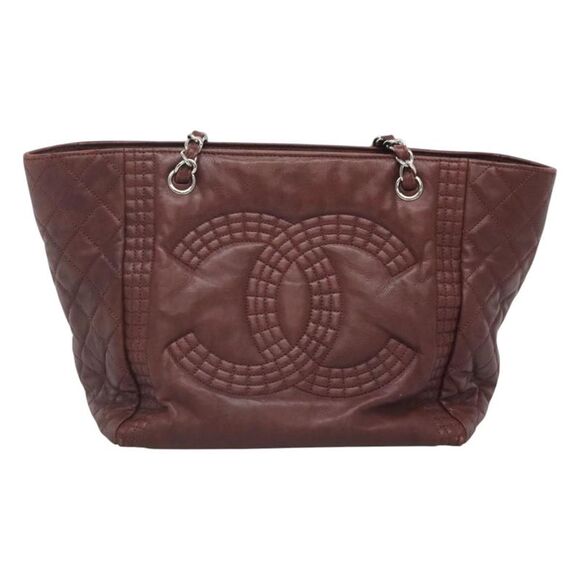 Chanel Grand Shopping Burgundy Leather Tote Bag (Pre-Owned) - Picture 1 of 16